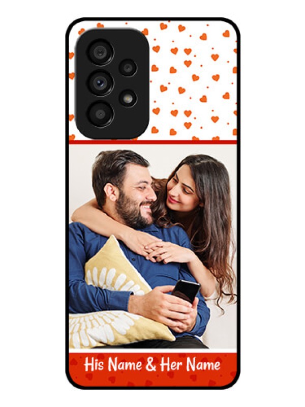 Custom Galaxy A53 5G Custom Glass Phone Case - Orange Love Symbol Design