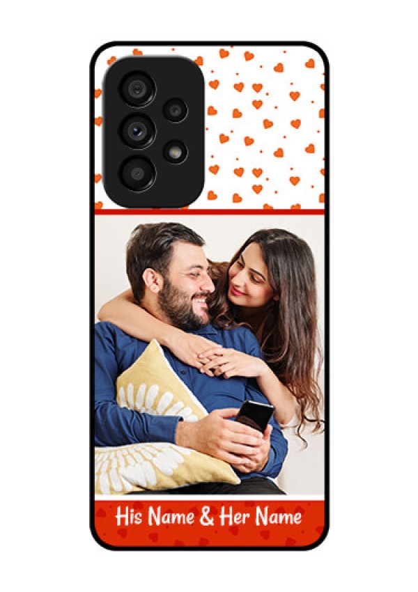 Galaxy A53 5G Custom Glass Phone Case - Orange Love Symbol Design