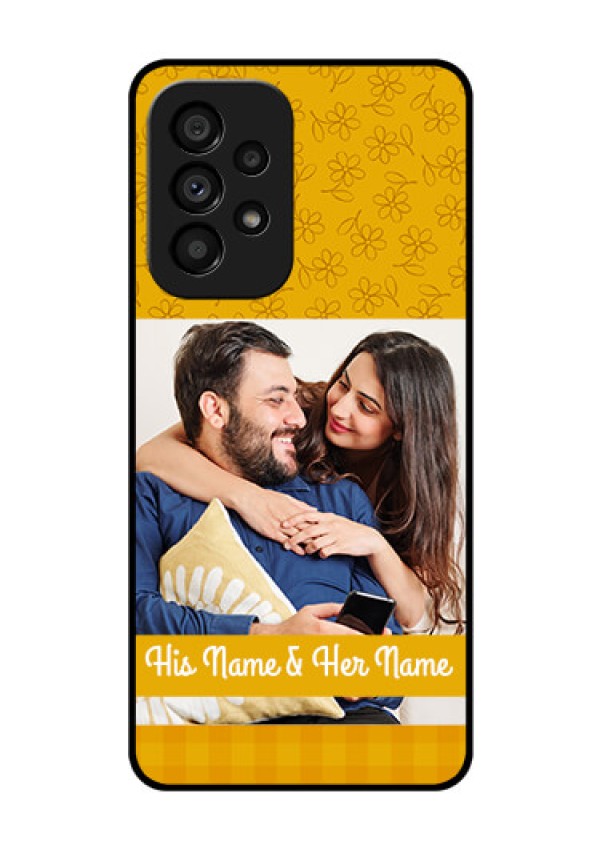 Galaxy A53 5G Custom Glass Mobile Case - Yellow Floral Design