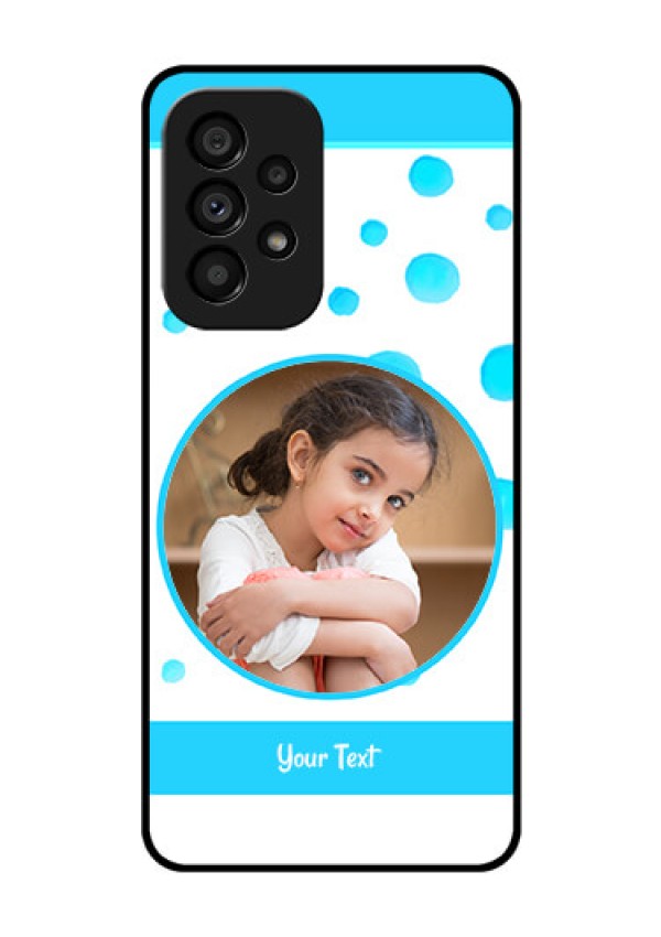 Galaxy A53 5G Photo Printing on Glass Case - Blue Bubbles Pattern Design