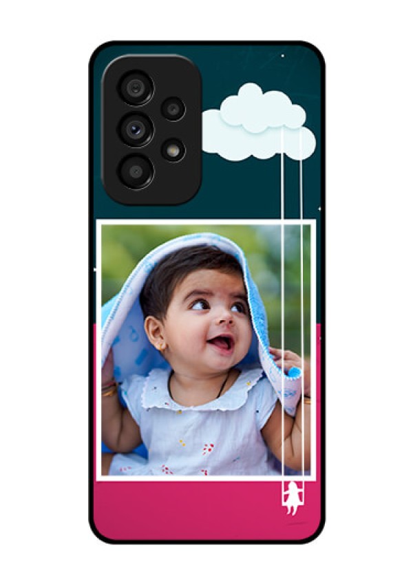 Galaxy A53 5G Custom Glass Phone Case - Cute Girl with Cloud Design