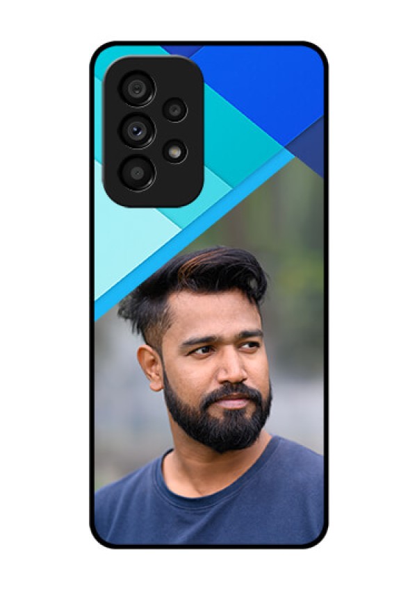 Galaxy A53 5G Custom Glass Phone Case - Blue Pattern Design