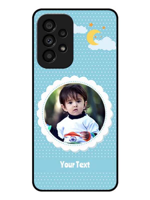 Custom Galaxy A53 5G Personalised Glass Phone Case - Violet Pattern Design