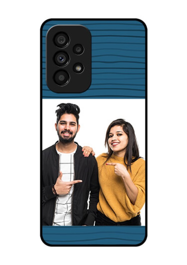 Galaxy A53 5G Custom Glass Phone Case - Blue Pattern Cover Design