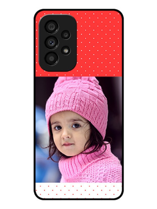 Custom Galaxy A53 5G Photo Printing on Glass Case - Red Pattern Design