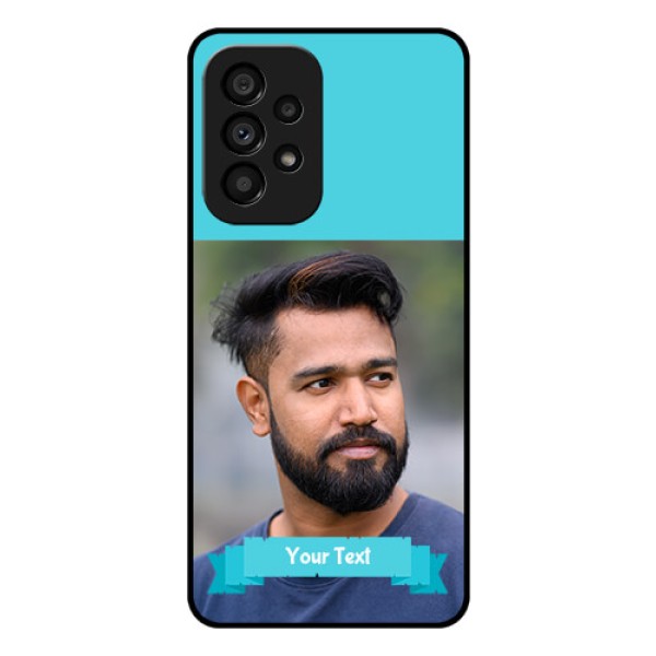 Galaxy A53 5G Personalized Glass Phone Case - Simple Blue Color Design Galaxy A53 5G Personalized Glass Phone Case - Simple Blue Color Design