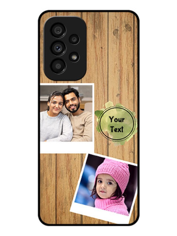 Custom Galaxy A53 5G Custom Glass Phone Case - Wooden Texture Design