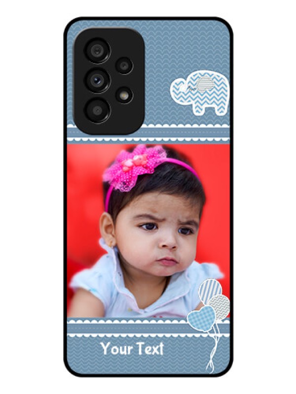 Custom Galaxy A53 5G Photo Printing on Glass Case - with Kids Pattern Design