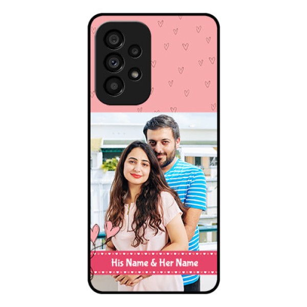 Galaxy A53 5G Personalized Glass Phone Case - Love Design Peach Color