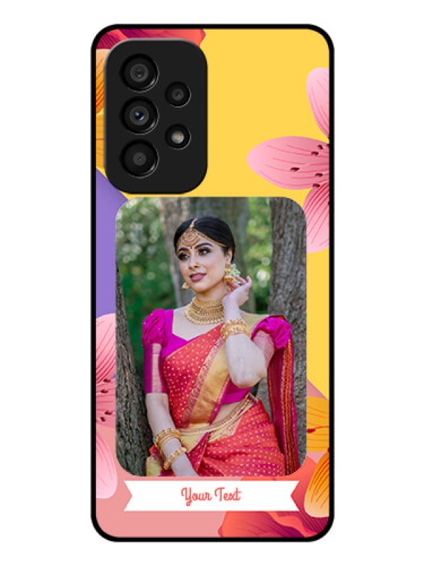 Custom Galaxy A53 5G Custom Glass Mobile Case - 3 Image With Vintage Floral Design