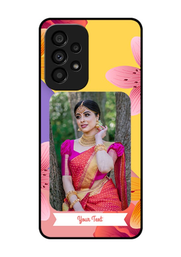 Galaxy A53 5G Custom Glass Mobile Case - 3 Image With Vintage Floral Design
