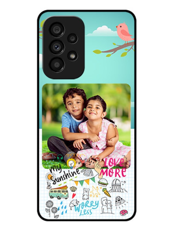 Custom Galaxy A53 5G Photo Printing on Glass Case - Doodle love Design