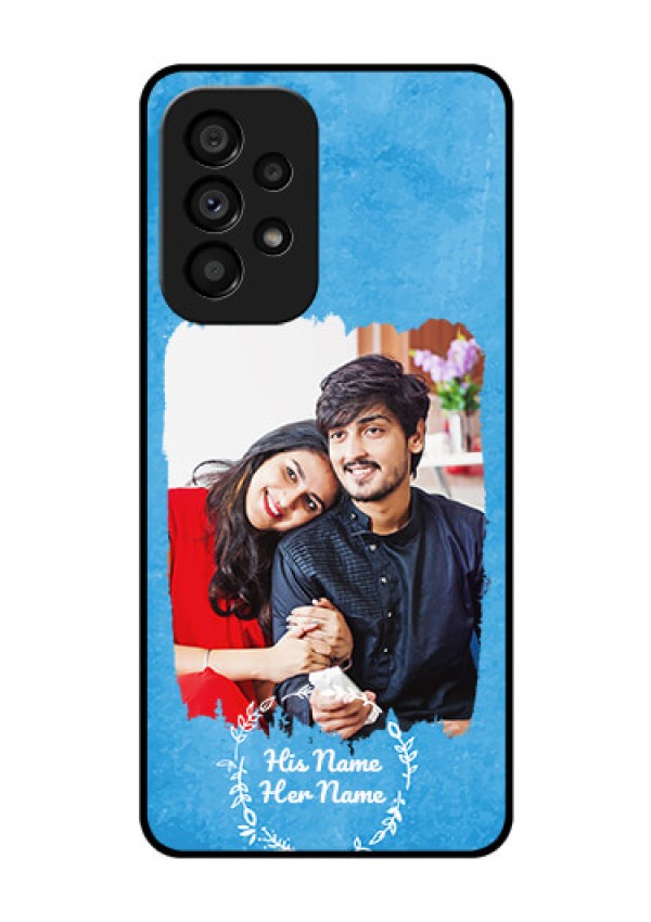 Galaxy A53 5G Custom Glass Phone Case - Blue Color Vintage Design