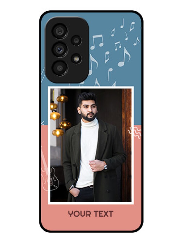 Custom Galaxy A53 5G Photo Printing on Glass Case - with Color Musical Note Design