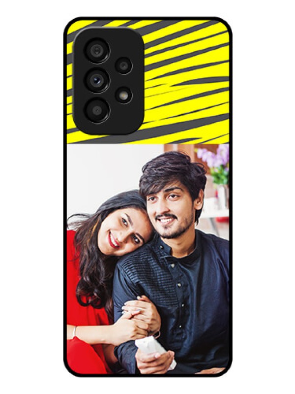 Custom Galaxy A53 5G Photo Printing on Glass Case - Yellow Abstract Design