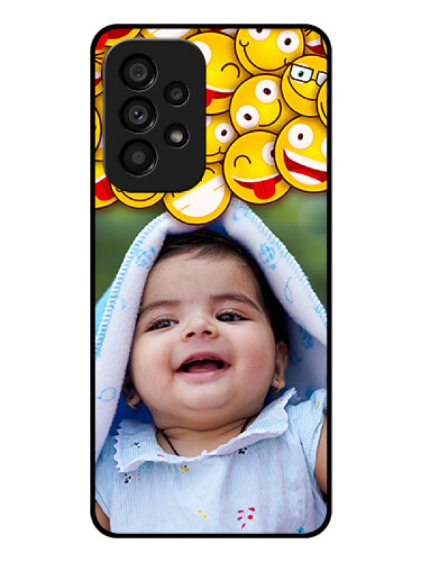 Custom Galaxy A53 5G Custom Glass Mobile Case - with Smiley Emoji Design