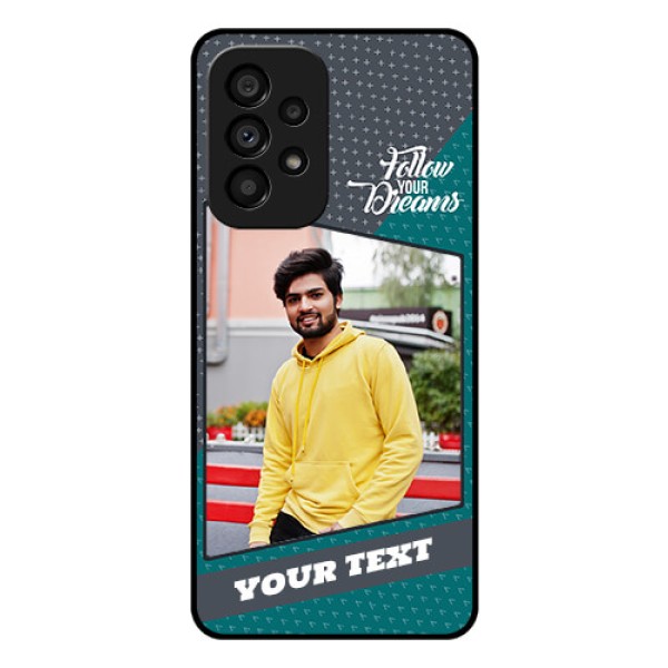Galaxy A53 5G Personalized Glass Phone Case - Background Pattern Design with Quote Galaxy A53 5G Personalized Glass Phone Case - Background Pattern Design with Quote