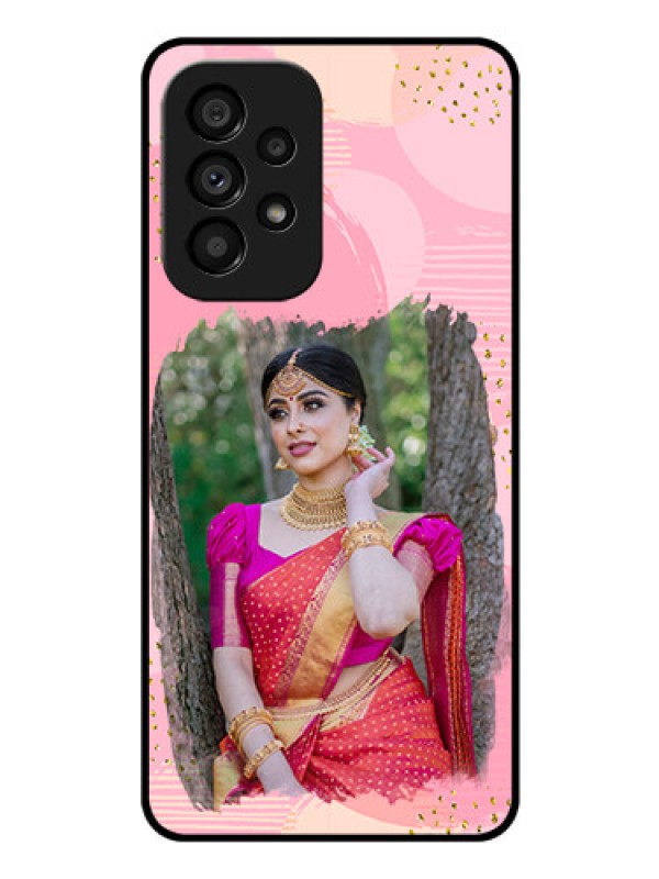 Custom Galaxy A53 5G Personalized Glass Phone Case - Gold Glitter Splash Design