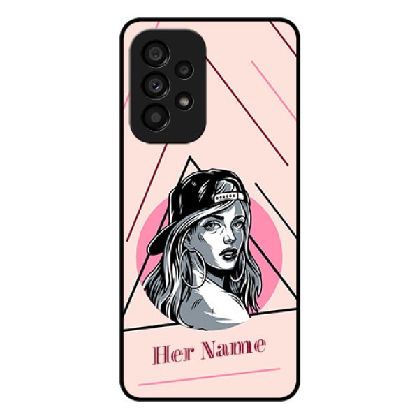 Galaxy A53 5G Personalized Glass Phone Case - Rockstar Girl Design
