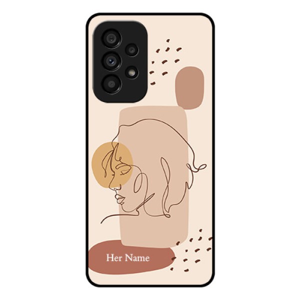 Galaxy A53 5G Photo Printing on Glass Case - Calm Woman line art Design Galaxy A53 5G Photo Printing on Glass Case - Calm Woman line art Design
