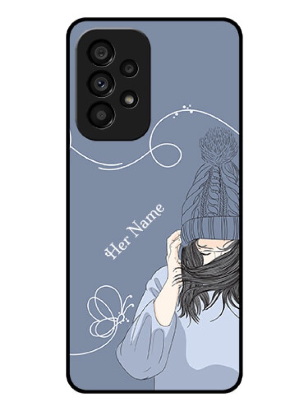 Custom Galaxy A53 5G Custom Glass Mobile Case - Girl in winter outfit Design