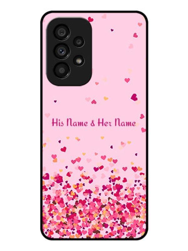 Custom Galaxy A53 5G Photo Printing on Glass Case - Floating Hearts Design