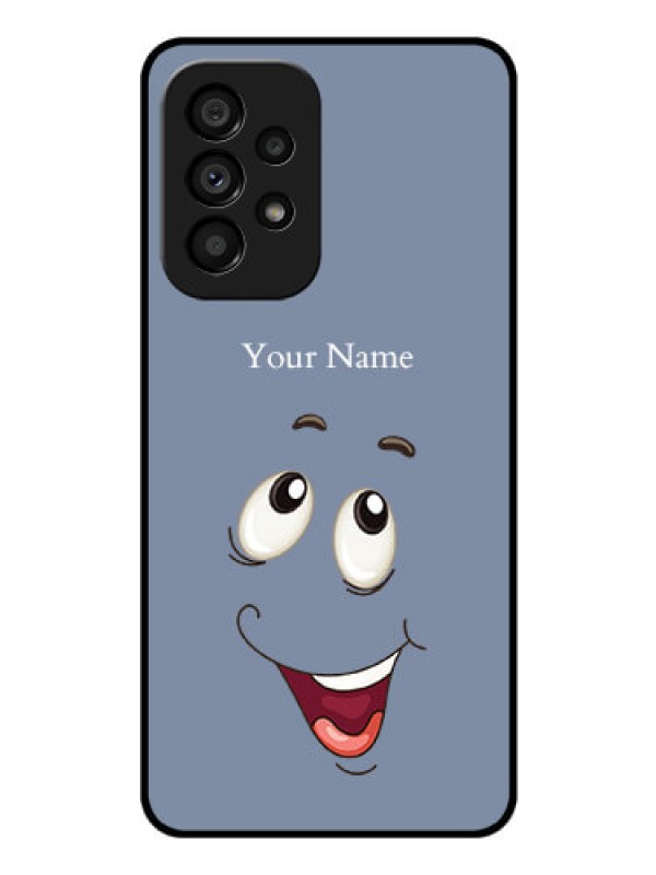 Custom Galaxy A53 5G Photo Printing on Glass Case - Laughing Cartoon Face Design