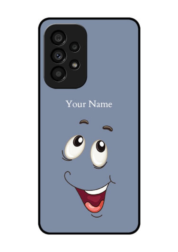 Galaxy A53 5G Photo Printing on Glass Case - Laughing Cartoon Face Design