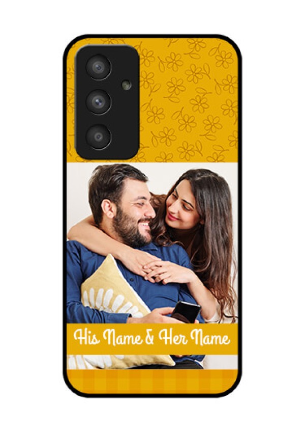 Galaxy A54 5G Custom Glass Mobile Case - Yellow Floral Design