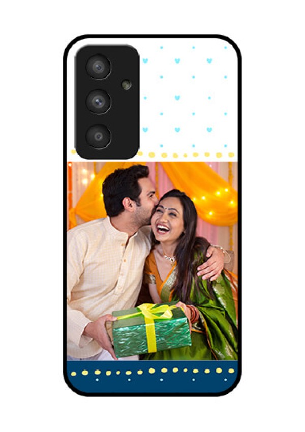 Galaxy A54 5G Personalized Glass Phone Case - White and Blue Abstract Design