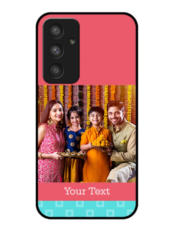 Custom Galaxy A54 5G Personalized Glass Phone Case - Peach & Blue Color Design