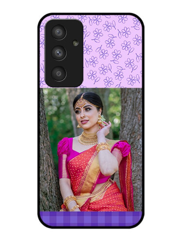 Custom Galaxy A54 5G Custom Glass Phone Case - Purple Floral Design
