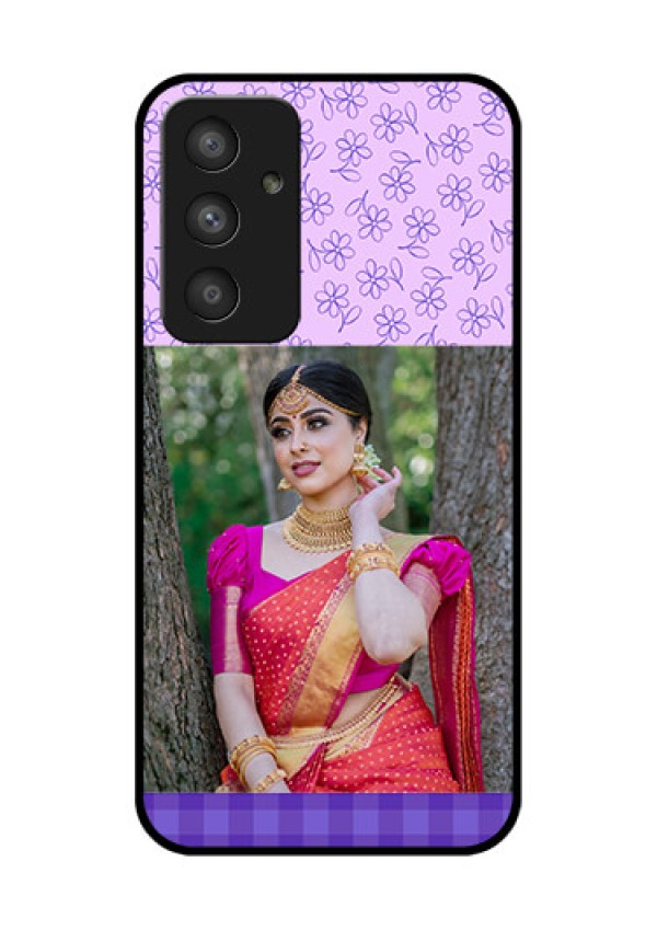 Galaxy A54 5G Custom Glass Phone Case - Purple Floral Design