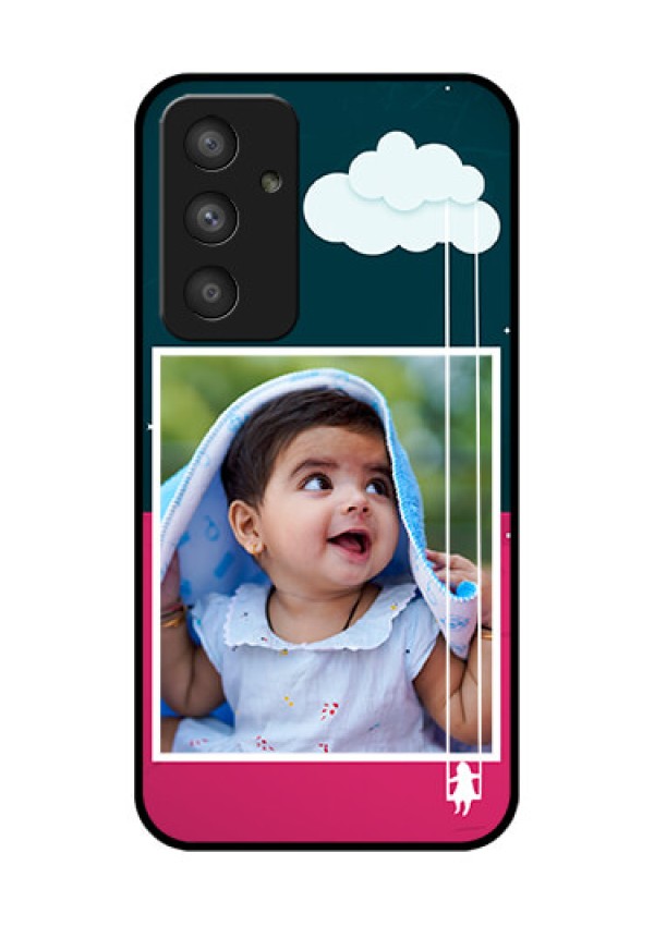 Galaxy A54 5G Custom Glass Phone Case - Cute Girl with Cloud Design