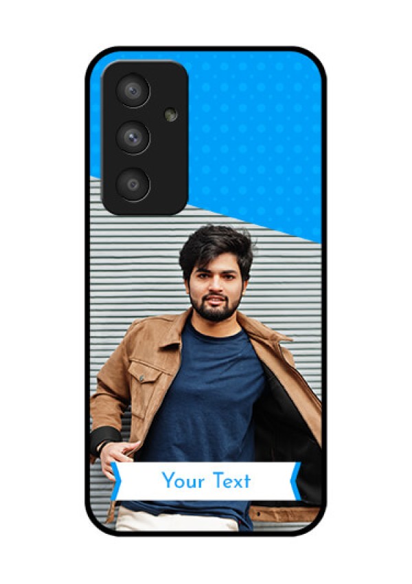 Galaxy A54 5G Photo Printing on Glass Case - Simple Blue Color Design