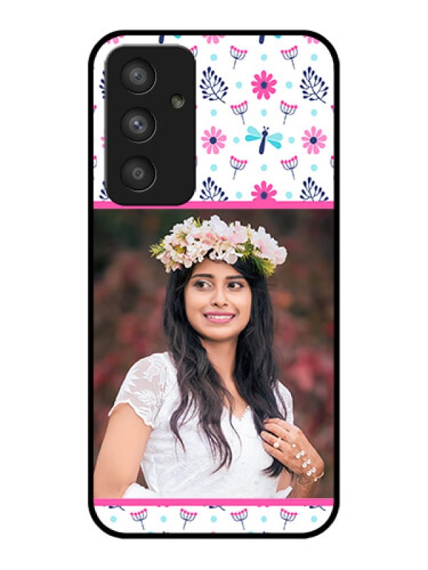 Custom Galaxy A54 5G Photo Printing on Glass Case - Colorful Flower Design