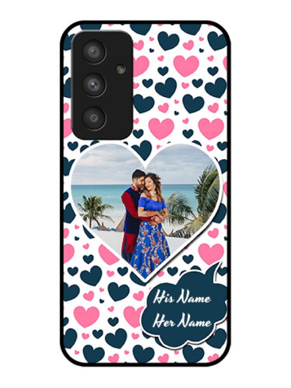 Custom Galaxy A54 5G Custom Glass Phone Case - Pink & Blue Heart Design