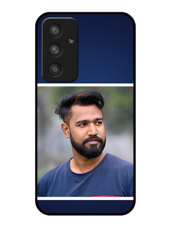 Custom Galaxy A54 5G Personalized Glass Phone Case - Simple Royal Blue Design