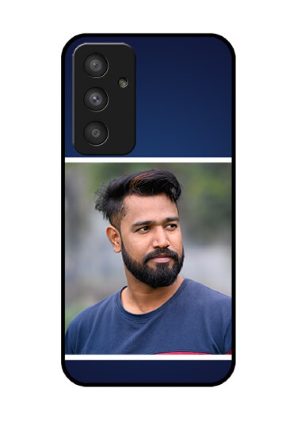 Galaxy A54 5G Personalized Glass Phone Case - Simple Royal Blue Design