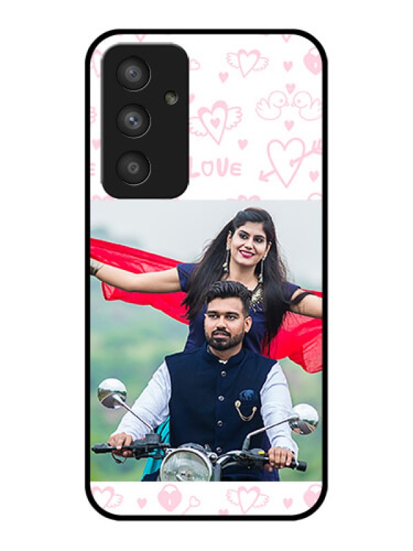 Custom Galaxy A54 5G Custom Glass Mobile Case - Pink Flying Heart Design