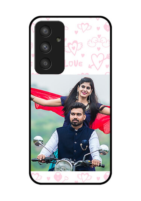 Galaxy A54 5G Custom Glass Mobile Case - Pink Flying Heart Design