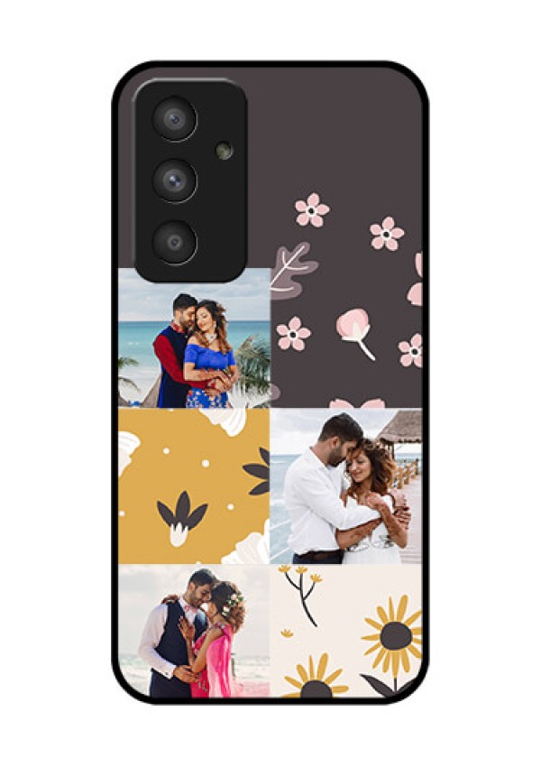 Galaxy A54 5G Photo Printing on Glass Case - 3 Images with Floral Design