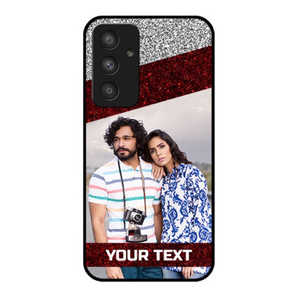 Galaxy A54 5G Personalized Glass Phone Case - Image Holder with Glitter Strip Design Galaxy A54 5G Personalized Glass Phone Case - Image Holder with Glitter Strip Design