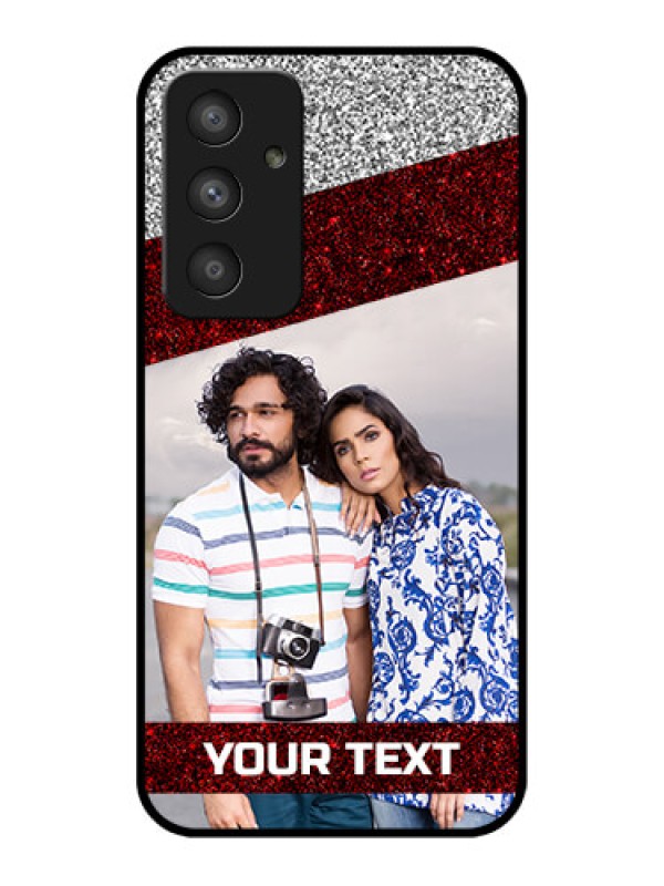 Custom Galaxy A54 5G Personalized Glass Phone Case - Image Holder with Glitter Strip Design
