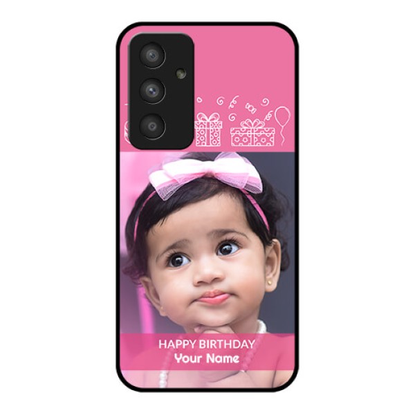Galaxy A54 5G Photo Printing on Glass Case - with Birthday Line Art Design Galaxy A54 5G Photo Printing on Glass Case - with Birthday Line Art Design