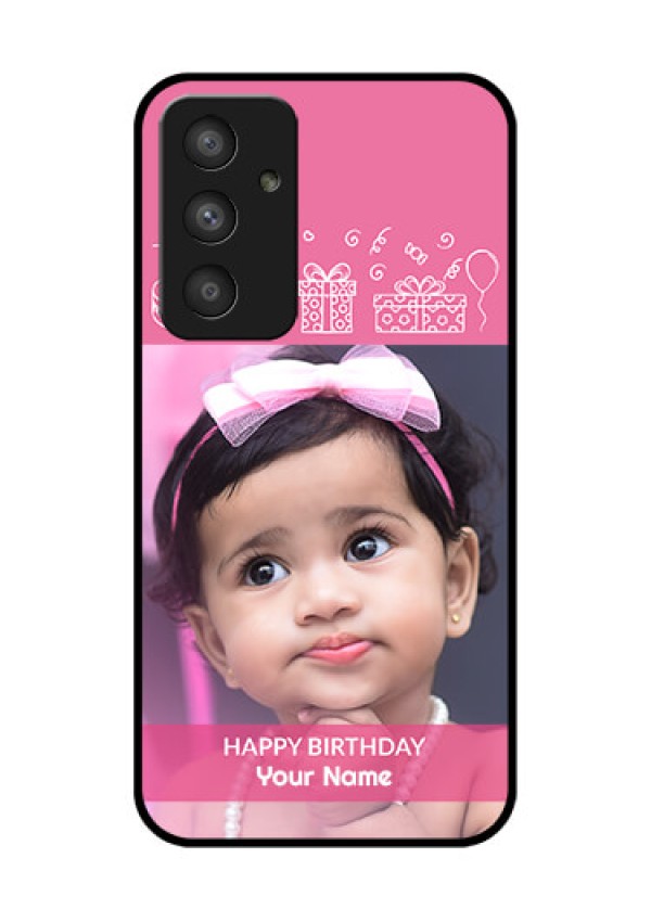 Galaxy A54 5G Photo Printing on Glass Case - with Birthday Line Art Design