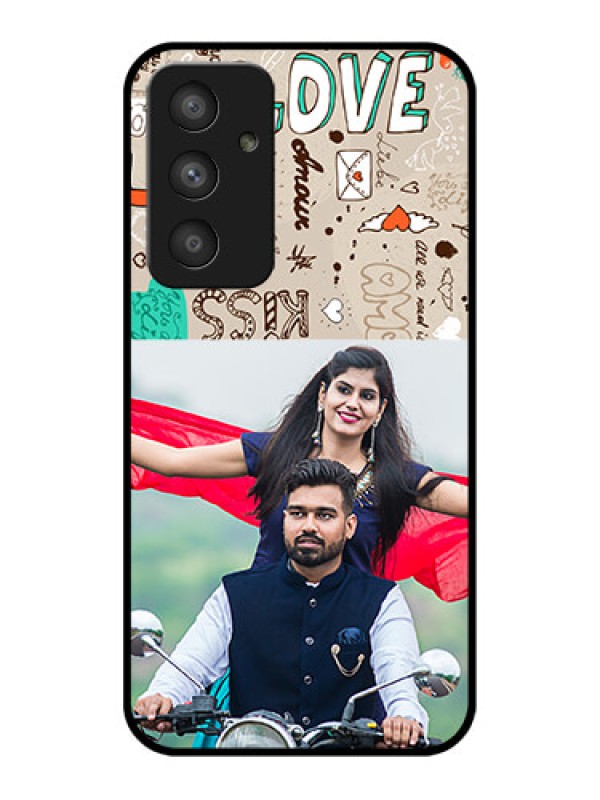 Custom Galaxy A54 5G Custom Glass Phone Case - Love Doodle Pattern