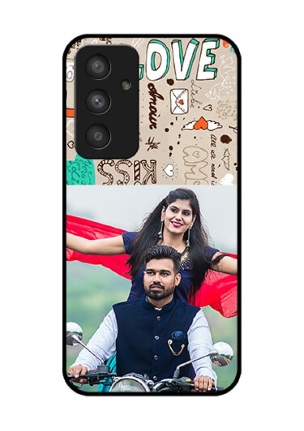 Galaxy A54 5G Custom Glass Phone Case - Love Doodle Pattern