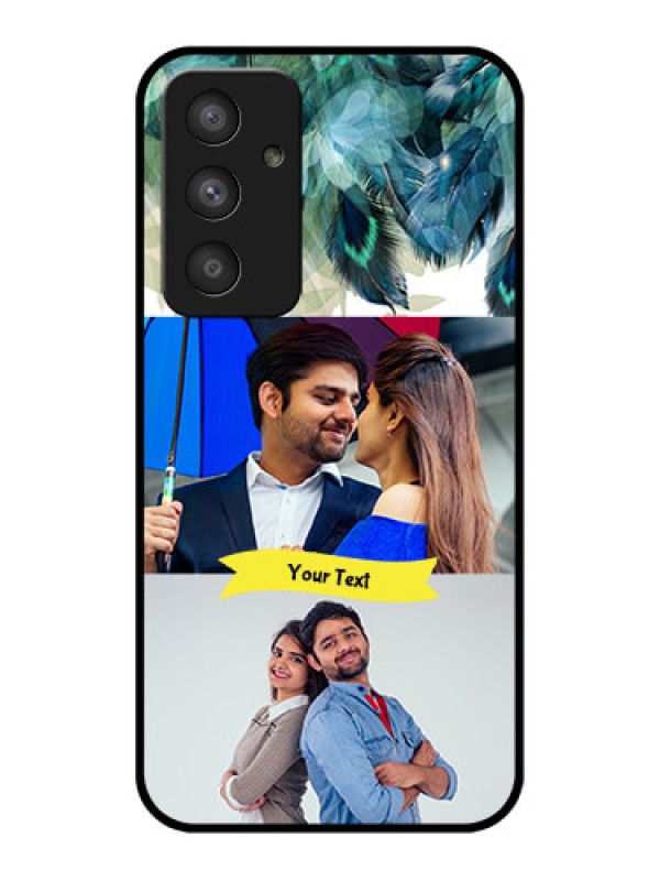 Custom Galaxy A54 5G Personalized Glass Phone Case - Image with Boho Peacock Feather Design