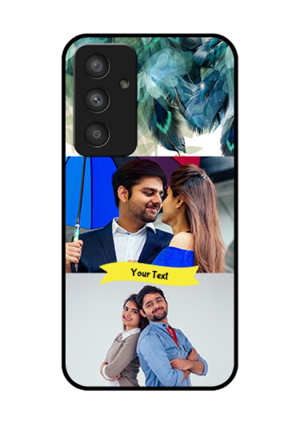 Galaxy A54 5G Personalized Glass Phone Case - Image with Boho Peacock Feather Design
